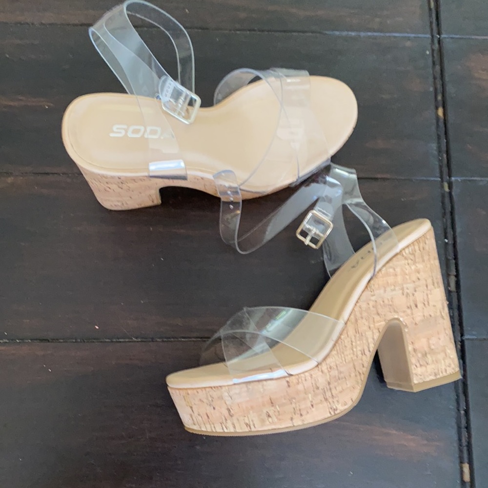 Clear strappy platforms